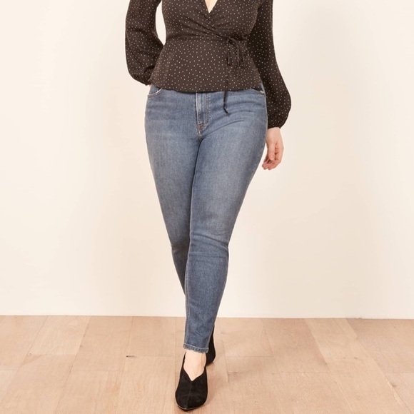 Reformation SKINNY & High rise jeans medium wash plus size 18 - Picture 2 of 13